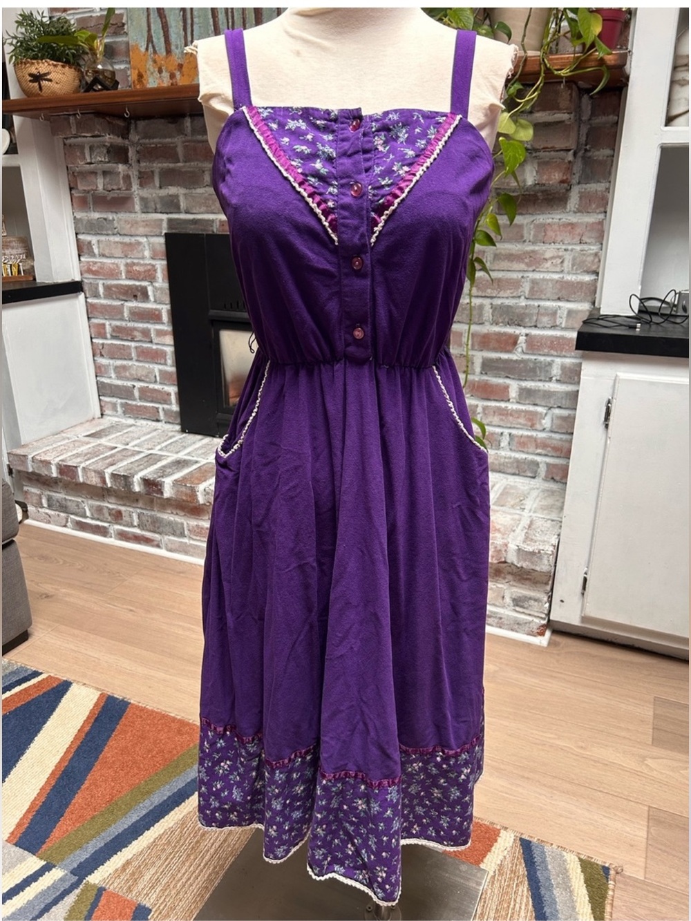 Vintage 70s purple prairie dress Gunne Sax style XS